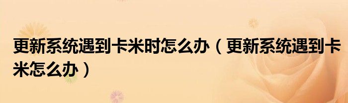 更新系统遇到卡米时怎么办(更新系统遇到卡米怎么办)