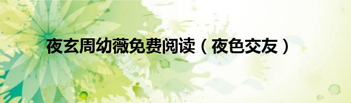 夜玄周幼薇免费阅读(夜色交友)