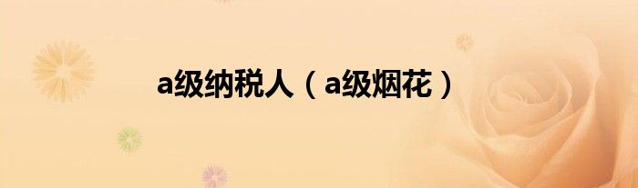 a级纳税人(a级烟花)