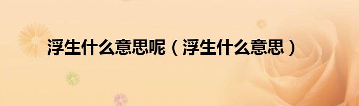 浮生什么意思呢(浮生什么意思)