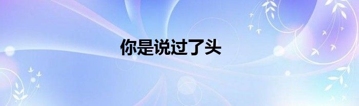 你是说过了头