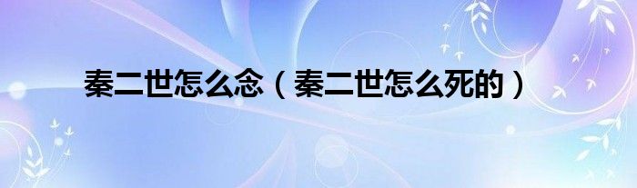 秦二世怎么念(秦二世怎么死的)