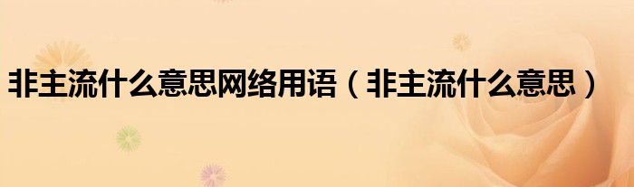 非主流什么意思网络用语(非主流什么意思)