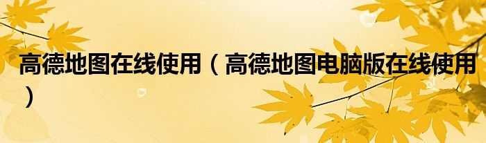 高德地图在线使用(高德地图电脑版在线使用)