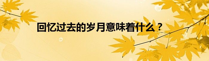 回忆过去的岁月意味着什么?