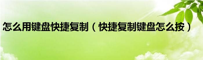怎么用键盘快捷复制(快捷复制键盘怎么按)