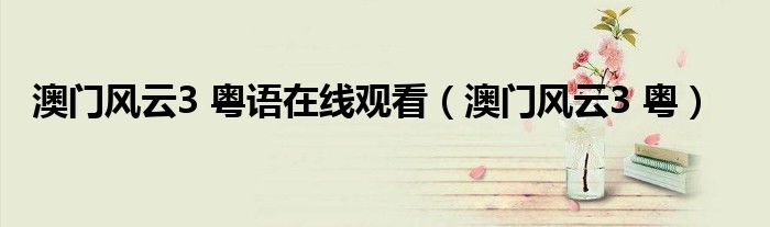 澳门风云3 粤语在线观看(澳门风云3 粤)