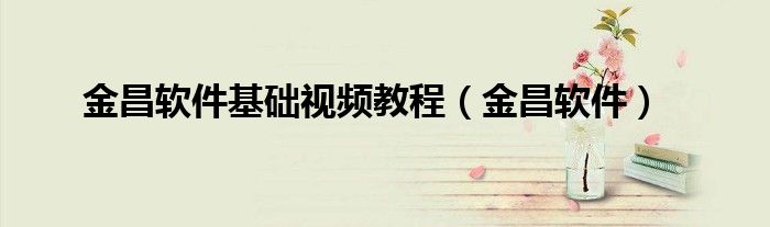 金昌软件基础视频教程(金昌软件)