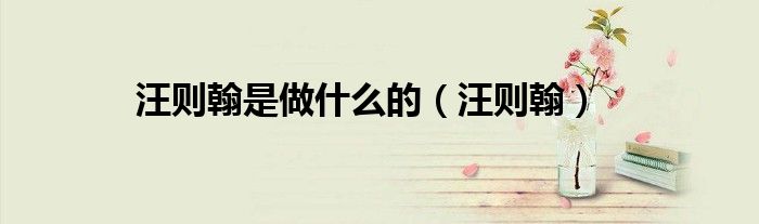 汪则翰是做什么的(汪则翰)
