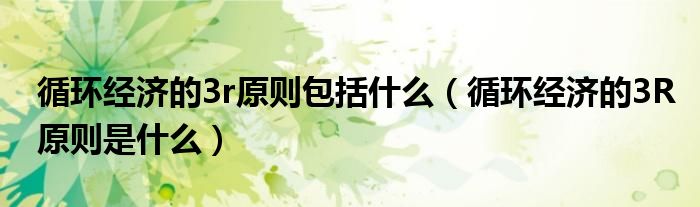 循环经济的3r原则包括什么(循环经济的3R原则是什么)