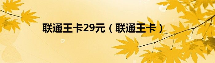 联通王卡29元(联通王卡)