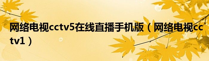 网络电视cctv5在线直播手机版(网络电视cctv1)
