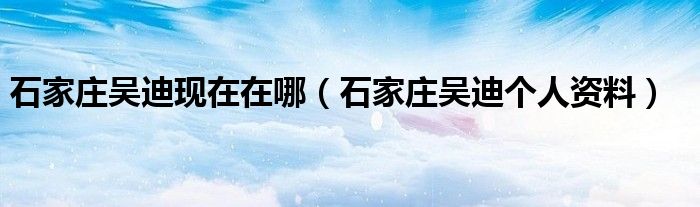 石家庄吴迪现在在哪(石家庄吴迪个人资料)