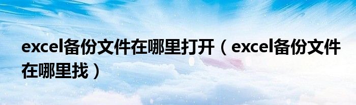 excel备份文件在哪里打开(excel备份文件在哪里找)