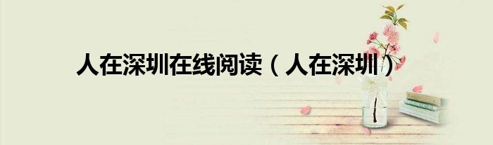 人在深圳在线阅读(人在深圳)