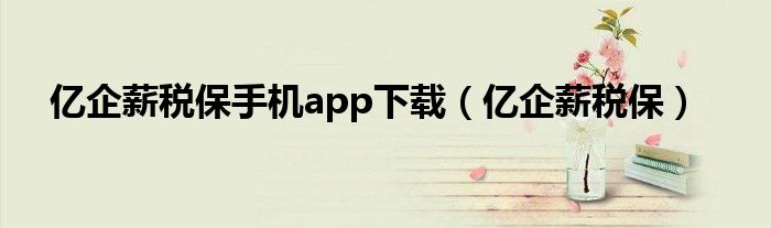 亿企薪税保手机app下载（亿企薪税保）