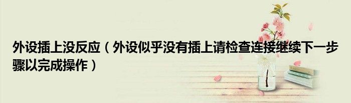 外设插上没反应(外设似乎没有插上请检查连接继续下一步骤以完成操作)