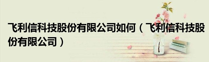 飞利信科技股份有限公司如何(飞利信科技股份有限公司)