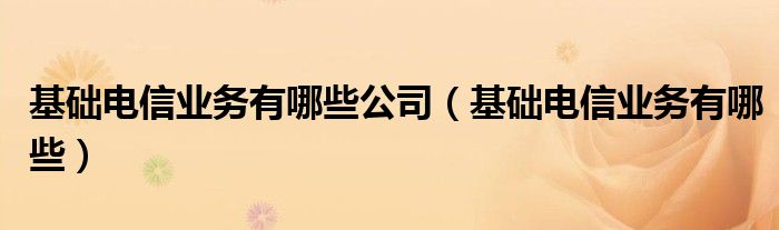 基础电信业务有哪些公司(基础电信业务有哪些)