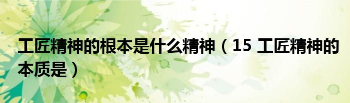 工匠精神的根本是什么精神（15 工匠精神的本质是）