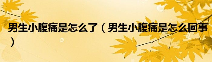 男生小腹痛是怎么了(男生小腹痛是怎么回事)