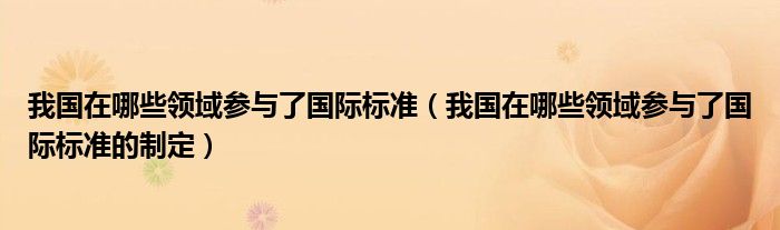 我国在哪些领域参与了国际标准（我国在哪些领域参与了国际标准的制定）