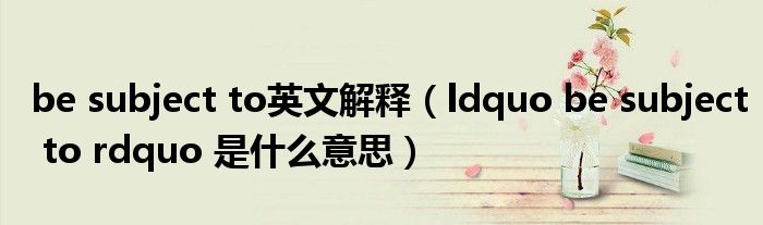 be subject to英文解释(ldquo be subject to rdquo 是什么意思)