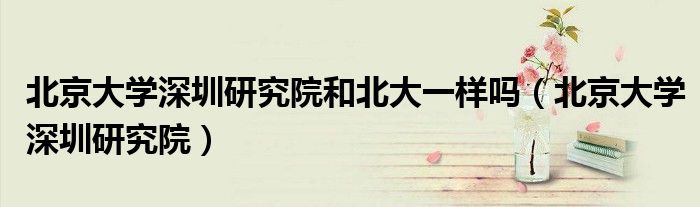 北京大学深圳研究院和北大一样吗（北京大学深圳研究院）