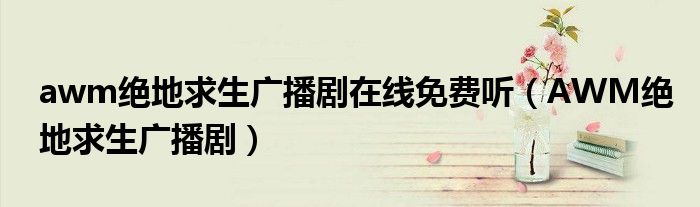 awm绝地求生广播剧在线免费听(AWM绝地求生广播剧)