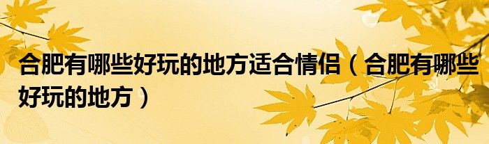 合肥有哪些好玩的地方适合情侣(合肥有哪些好玩的地方)