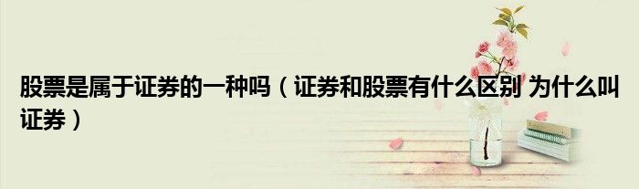股票是属于证券的一种吗(证券和股票有什么区别 为什么叫证券)