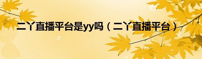 二丫直播平台是yy吗(二丫直播平台)