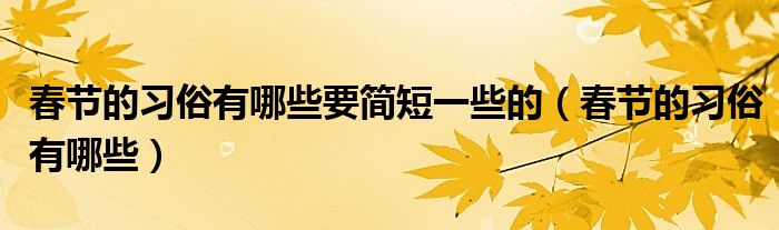 春节的习俗有哪些要简短一些的(春节的习俗有哪些)