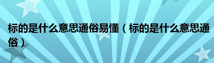 标的是什么意思通俗易懂(标的是什么意思通俗)