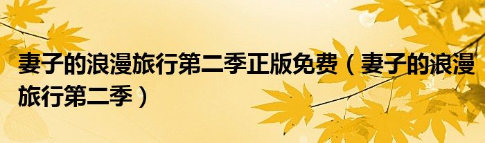 妻子的浪漫旅行第二季正版免费(妻子的浪漫旅行第二季)