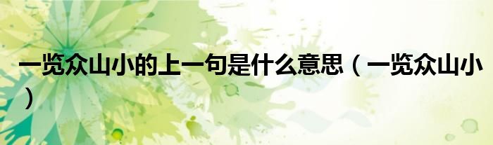 一览众山小的上一句是什么意思(一览众山小)