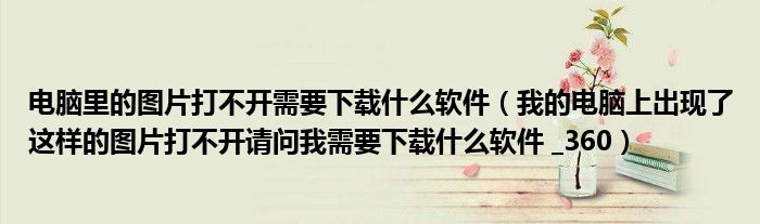 电脑里的图片打不开需要下载什么软件(我的电脑上出现了这样的图片打不开请问我需要下载什么软件 _360)