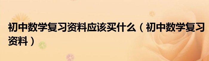 初中数学复习资料应该买什么(初中数学复习资料)