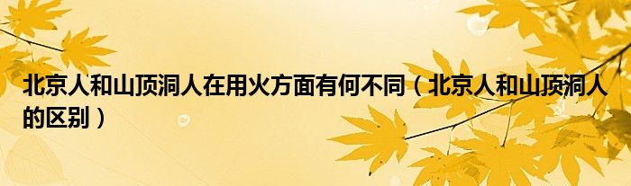 北京人和山顶洞人在用火方面有何不同(北京人和山顶洞人的区别)