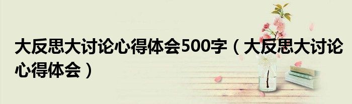 大反思大讨论心得体会500字(大反思大讨论心得体会)