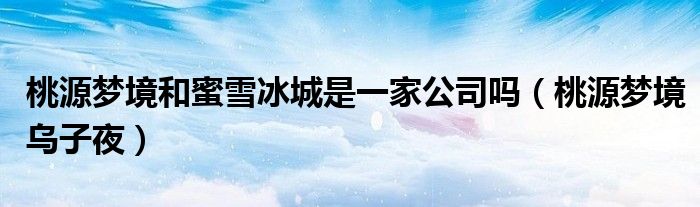 桃源梦境和蜜雪冰城是一家公司吗(桃源梦境乌子夜)