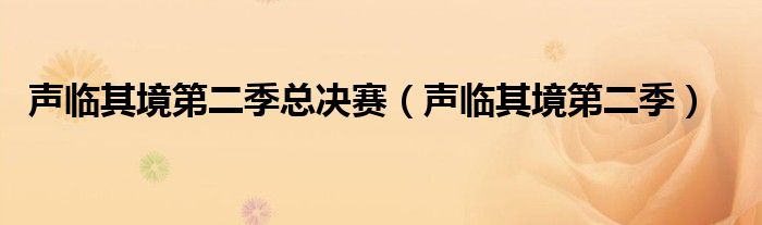 声临其境第二季总决赛(声临其境第二季)