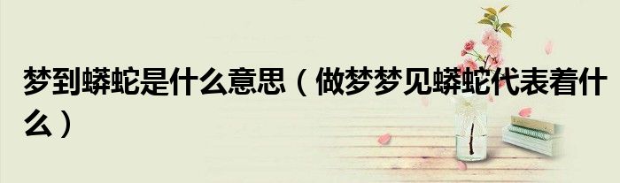 梦到蟒蛇是什么意思(做梦梦见蟒蛇代表着什么)