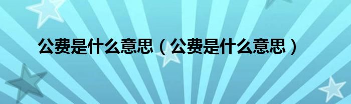 公费是什么意思(公费是什么意思)