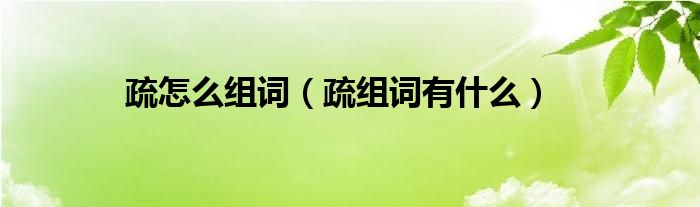 疏怎么组词(疏组词有什么)