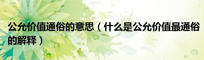 公允价值通俗的意思(什么是公允价值最通俗的解释)