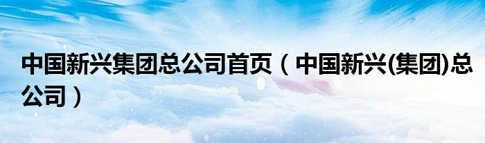 中国新兴集团总公司首页(中国新兴(集团)总公司)