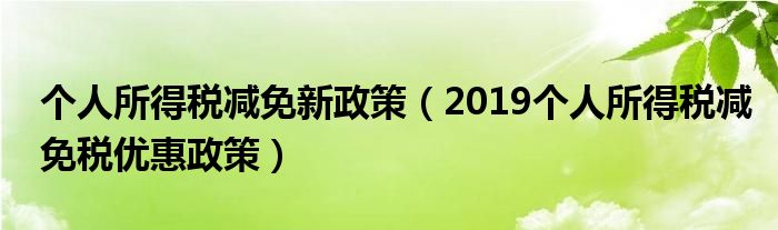 个人所得税减免新政策(2019个人所得税减免税优惠政策)