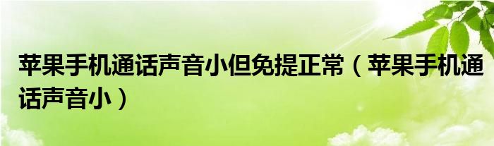 苹果手机通话声音小但免提正常(苹果手机通话声音小)