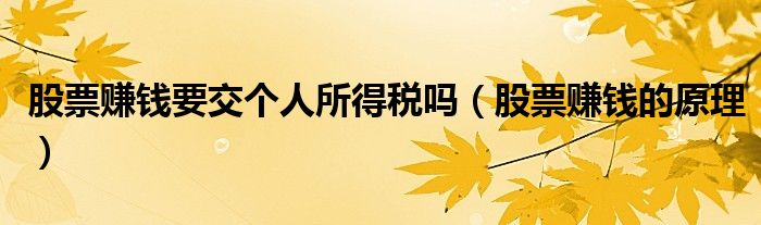 股票赚钱要交个人所得税吗(股票赚钱的原理)